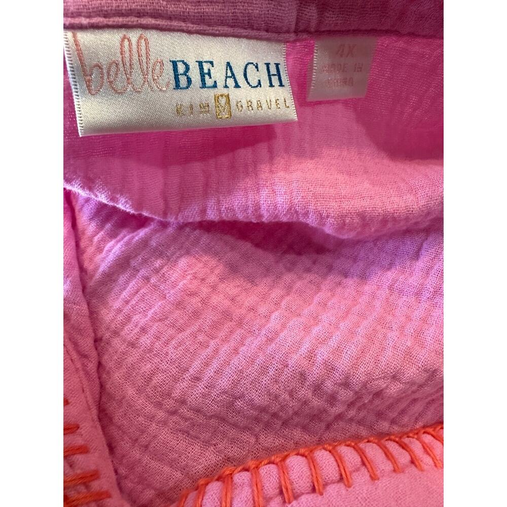 Belle Beach by Kim Gravel Cotton Gauze Color Crush Whipstitch Top Plus Size 4X - Picture 9 of 11